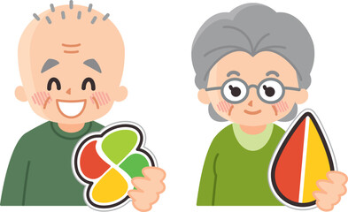 高齢者運転標識を持ったシニアドライバー