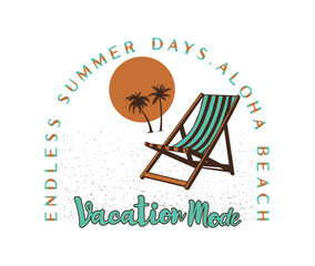 summer vacation print design with typography