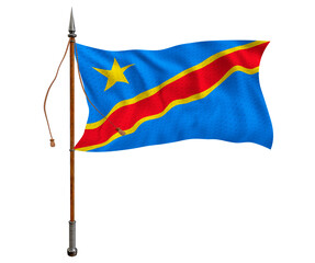 National flag  of Congo Democratic Republic. Background  with flag  of Congo Democratic Republic