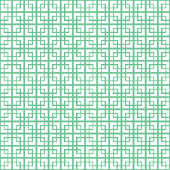 Green line and square pattern on white background. Tradition Chinese pattern backdrop.