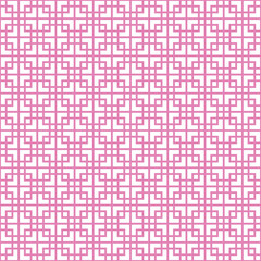 Pink line and square pattern on white background. Tradition Chinese pattern backdrop.