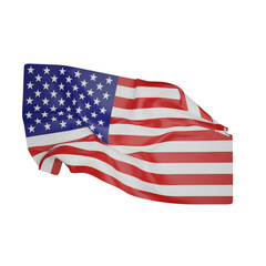 Waving flag of United States of American realistic isolated 3d rendering