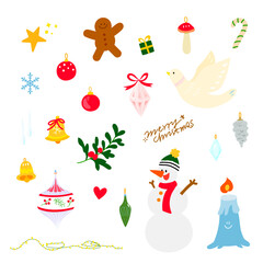 Free vector festive christmas clipart elements collection