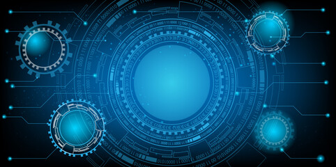 Obraz premium circular hud connection with circuit board futuristic modern website background or cover page vector for technology and finance concept and education future company