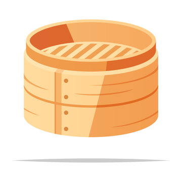 Bamboo Steamer Basket Vector Isolated Illustration