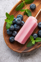 Homemade blueberry ice cream or popsicles