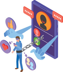 SNS依存症のイメージイラスト