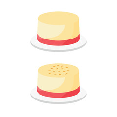 Strawberry and vanilla flavored pudding cake illustration design