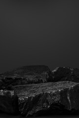 Rock stone podium Blank product shelf standing backdrop.