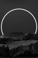 Rock stone podium Blank product shelf standing backdrop.