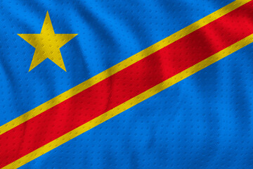 National flag  of Congo Democratic Republic. Background  with flag  of Congo Democratic Republic