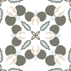 Traditional ornate portuguese decorative tiles azulejos. Abstract background. Vector hand drawn illustration, typical tiles, Ceramic tile