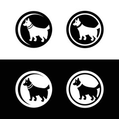 Circle dog animal logo template design . icon logo . silhouette logo 