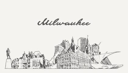 Milwaukee skyline, Wisconsin, USA - obrazy, fototapety, plakaty