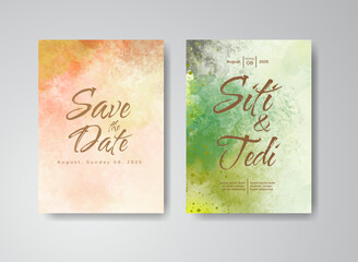 Wedding invitation with abstract watercolor background