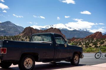 old car in the mountains