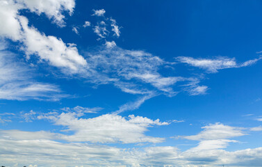 Naklejka na ściany i meble Sky with blue and white clouds beautiful nature background