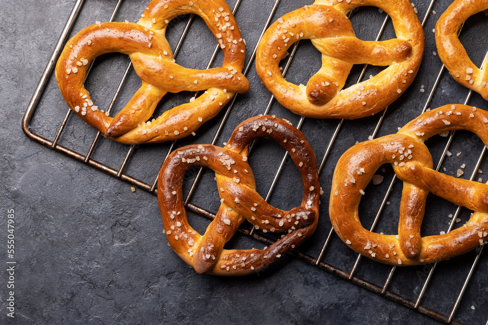 Wall mural Freshly baked homemade pretzels