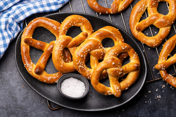 Freshly baked homemade pretzels