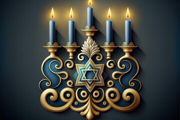 Happy Hanukkah greeting card or background. vector illustration. Generative AI