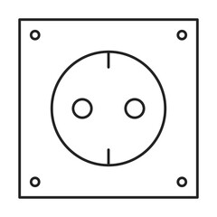 Electric socket icon vector isolated. Illustration of a high voltage device. Electric power supply. Simple line art.
