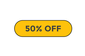 50% off special offers. Marketing sale banner for discount offer. Hot sale, super sale up to 50% off sticker label template
