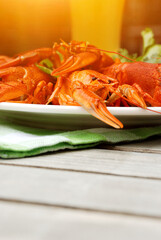 Lobsters in sunny outdoor cafe