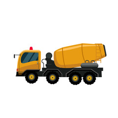 Concrete mixing truck flat vector illustration. flat design of cargo vehicle for infographic isolated on white background.