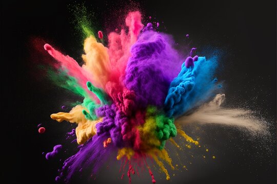 Farbpulver Explosion Holi Pulver Festival, AI generativ