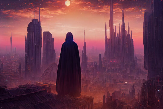 Beautiful anime Coruscant city Painting, Fantasy, Star Wars