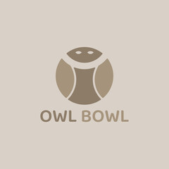 A combined logo of an owl and a tennis ball.