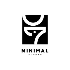 Vintage rectangle deer head logo design vector