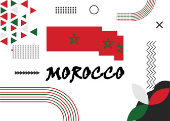 Morocco Flag . National or Independence day design for Moroccan flag. Modern retro red green star Arab Islamic traditional abstract icons. Vector illustration.
