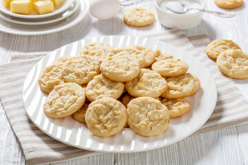 amish sugar cookies on plate, top view