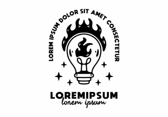 Line art illustration tattoo design of light bulb