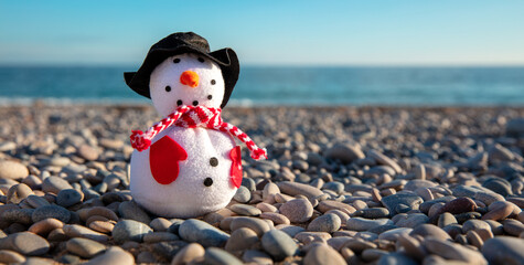 snowman on a beach- Merry christmas concept