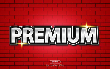 Premium editable text effect with bold font, metal color and wall background. Vector illustration