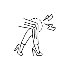 Arthralgia, joint pain thin line icon. Woman legs. Post-covid syndrome. Vector illustration.