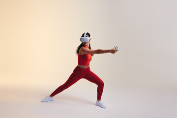 Fototapeta na wymiar Exercising in virtual reality