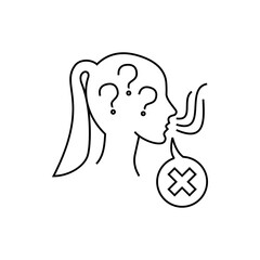 Smell loss, anosmia thin line icon. Girl sniffing. Vector illustration.