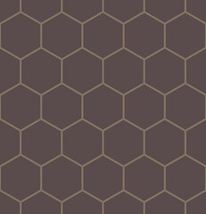 Geometric abstract hexagonal background. Geometric modern brown and golden ornament. Seamless modern pattern