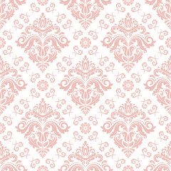 Orient classic pink and white pattern. Seamless abstract background with vintage elements. Orient background. Ornament for wallpaper and packaging