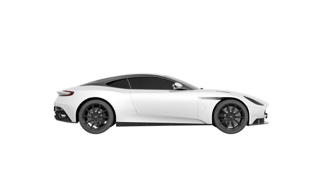 ASTON MARTIN DB11, 3d rendering of white car Aston Martin on white, PNG transparent background