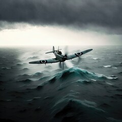 Fototapeta na wymiar War Planes Over the Sea
