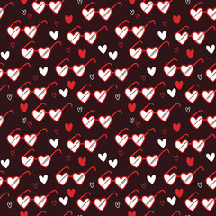 Romantic pattern with heart-shaped sunglasses. Simple sunglasses illustration. Sunglasses for valentines day. packaging paper, fabric, background for different images, etc.