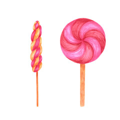 Hand drawn watercolor candy. Christmass and New Year symbol, decorative element. Scrapbook, poster, label, banner, post card.