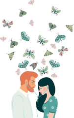 Man and woman. Romantic illustration.