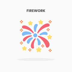 Firework icon flat. Vector illustration on white background. Can used for web, app, digital product, presentation, UI and many more.