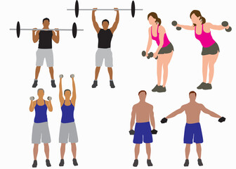Fototapeta na wymiar shoulder exercise set illustration