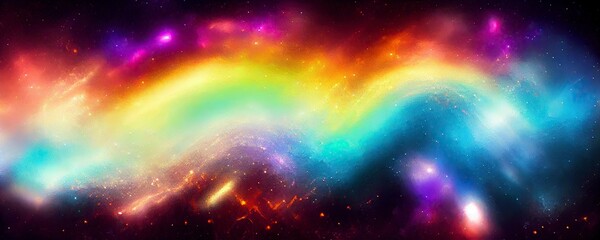 Fototapeta na wymiar Rainbow Galaxy in space with stars - generative ai